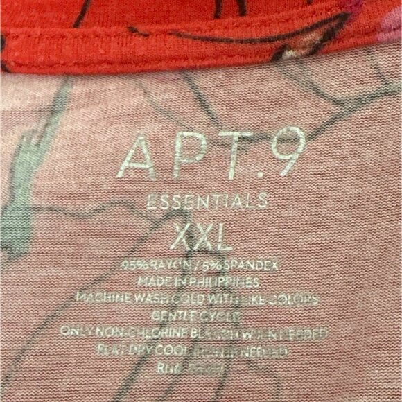 Apt. 9 Essentials Womens Red Tropical Floral Sleeveless V-Neck Tank Top XXL - Picture 3 of 8